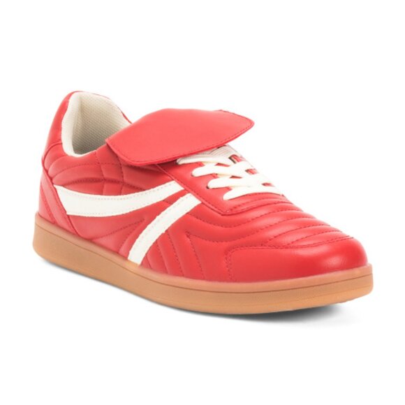 STEVE MADDEN Leather Madrid Sneakers in Red - Picture 1 of 3